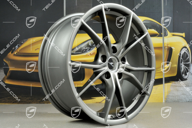 20-inch wheel rim set Carrera S IV, rims 8,5 J x 20 ET49 + 11,5 J x 20 ET56, Platinum Satin Matt