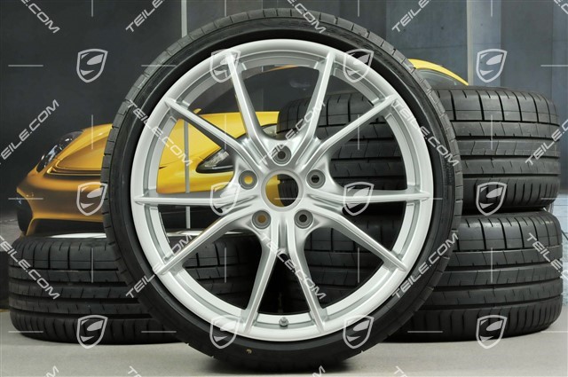 20" Carrera S summer wheels set, rims 8J x 20 ET57 + 10J x 20 ET45, tires 235/35 ZR20 + 265/35 ZR20, silver, with TPMS