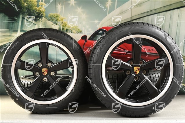 19"+20" Dakar winter wheel set, wheel rims 8J x 19 ET38 + 11,5J x 20 ET68 + NEW Pirelli winter tyres 245/45 R19 + 295/40 R20, black satin matt