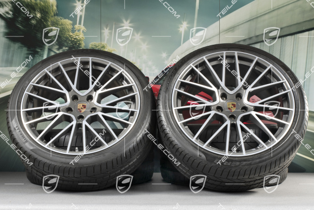 22" koła letnie Cayenne Coupé RS Spyder, komplet, felgi 10J x 22 ET48 + 11,5J x 22 ET52 + opony letnie Pirelli P Zero 285/35 R22 + 315/30 R22, z czujnikami ciśnienia