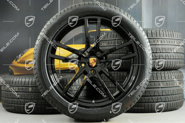 21-inch Cayenne Turbo all-season wheel set, rims 9,5J x 21 ET46 + 11,0J x 21 ET58 + NEW Pirelli Scorpion Verde All Season tyres 285/40 R21 + 315/35 R21, with TPMS, black high gloss