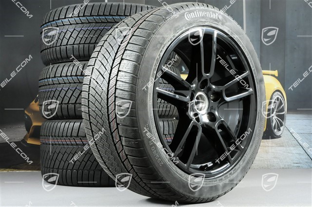 19-inch winter wheels set "Panamera", rims 9J x 19 ET64 + 10,5 J x 19 ET62 + Continental ContiWinterContact PS830 P winter tyres 265/45 R19 + 295/40 R19, black high gloss