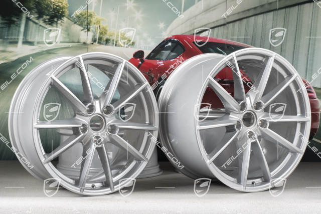 20+21-inch wheel rim set Carrera S, rims: front 8,5J x 20 ET53 + rear 11,5J x 21 ET67, Brilliant Chrome finish