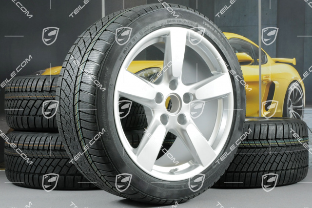 19" winter wheel set "Cayman S", rims 8J x 19 ET57 + 9,5J x 19 ET45 + winter tyres Continental WinterContact TS 830P 235/40 R19 + 265/40 R19, with TPMS