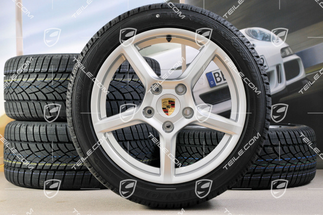 18" Boxster winter wheel set, 8J x 18 ET57 + 9J x 18 ET47 + winter tyres Dunlop 235/45 R18 + 265/45 R18, without TPM