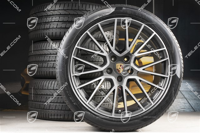 21-inch Cayenne RS Spyder summer wheel set, rims 9,5J x 21 ET46 + 11,0J x 21 ET58 + NEW Pirelli P Zero summer tyres 285/40 R21 + 315/35 R21, with TPMS