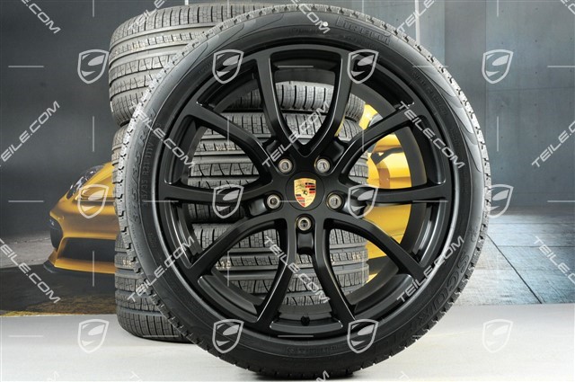 21-inch Cayenne Exclusive Design all-season wheel set, rims 9,5J x 21 ET46 + 11,0J x 21 ET58 + Pirelli Scorpion Verde All Season tyres 285/40 R21 + 315/35 R21, with TPMS, black satin matt