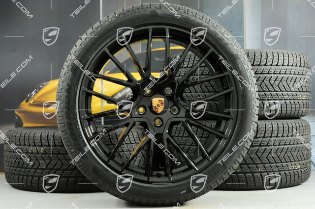 21-inch Cayenne RS Spyder winter wheel set, rims 9,5J x 21 ET46 + 11,0J x 21 ET58 + Pirelli winter tyres 275/40 R21 + 305/35 R21, with TPMS, black high gloss