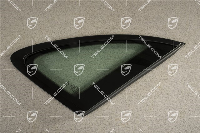 Seitenscheibe mit Zierleiste, Aluminium-Paket Schwarz matt, Waermeschutzglas grün im Fond, R