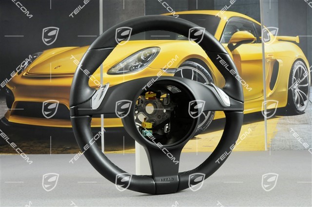 Steering wheel, Leather, Automatic transmission, black