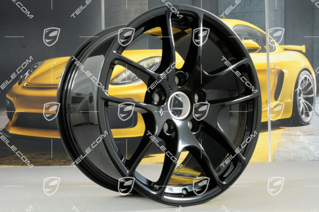 18-inch wheel rim set Cayman III, 8J x 18 ET57 + 9,5J x 18 ET49, black high gloss