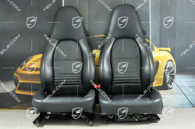 Seats, el adjustable, heating, leather, Metropole blue, set (L+R)