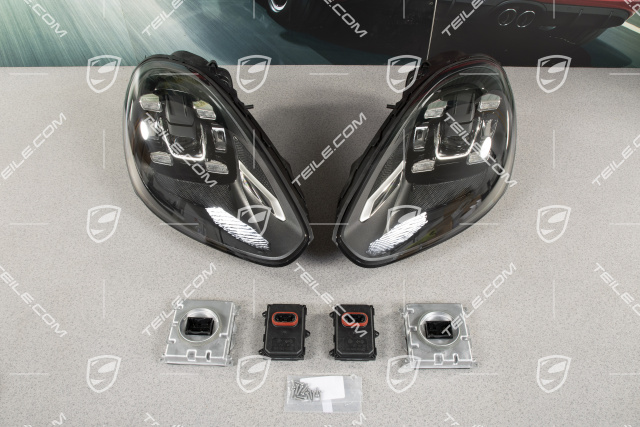 LED headlights, black, set, L+R