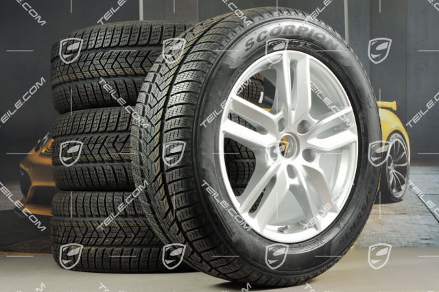 18-inch winter wheels set "Cayenne S" facelift 2014->, alloy rims 8J x 18 ET53 + Pirelli winter tyres 255/55 R18, with TPM