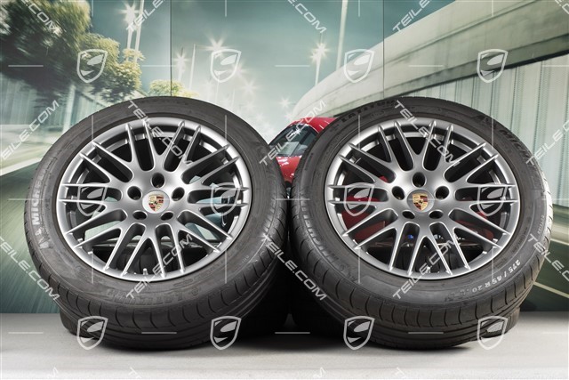 20-inch RS Spyder Design summer wheel set, 4 wheels 9,5J x 20 ET47 + NEW Michelin summer tyres 275/45 R20, platinum satin matt, with TPMS