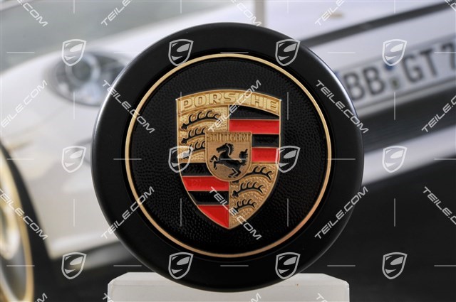 Hub cap, painted black, crest coloured, for internal diameter 71mm