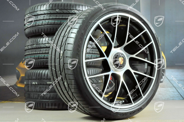 20" Sommerräder Satz Turbo Sport III, Zentralverschluss, Felgen 9J x 20 ET51 + 11,5J x 20 ET56 + Sommerreifen 245/35 ZR20 + 305/30 ZR20, schwarz