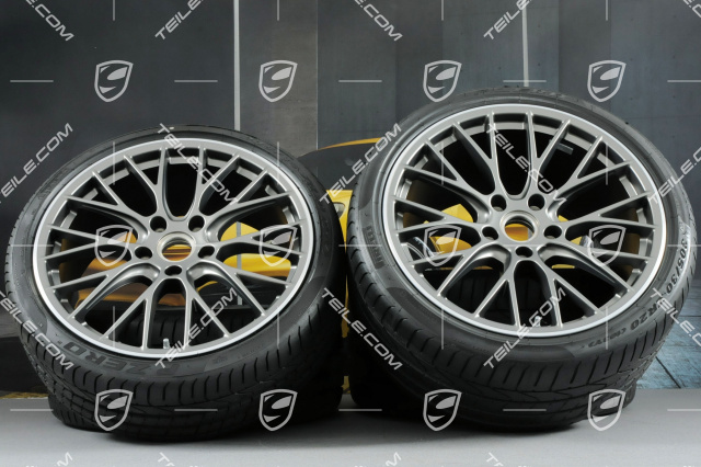 20" Sommerräder Satz RS SPYDER Design, Felgen 8,5J x 20 ET49 + 11,5J x 20 ET56 + Sommerreifen 245/35 R20 + 305/30 R20, in Platinum (seidenglanz)