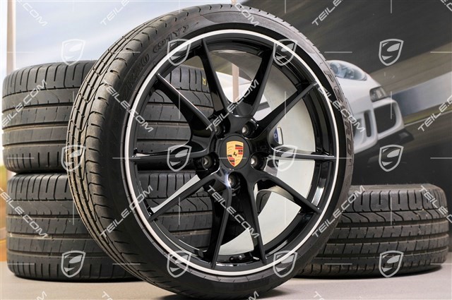 20-inch Carrera S (III) summer wheel set, black, 8,5J x 20 RT51 + 11J x 20 ET70, tyres 245/35 ZR20 + 295/30 ZR20, with TPM