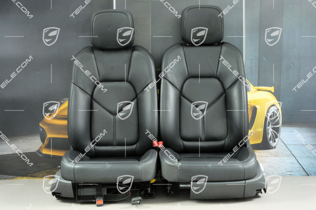 Seats, el. adjustable, leather, black, set (L+R)