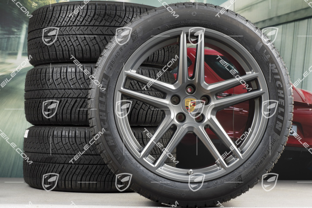 20-inch "Macan Turbo" winter wheels set, rims 9J x 20 ET26 + 10J x 20 ET19 + Michelin Latitude Alpin 5 winter tyres 265/45 R20 + 295/40 R20, Platinum satin mat, with TPMS