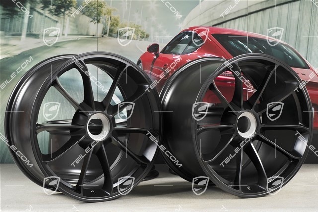 20" rims set GT3, 9J x 20 ET55 + 12J x 20 ET47, in black satin-mat