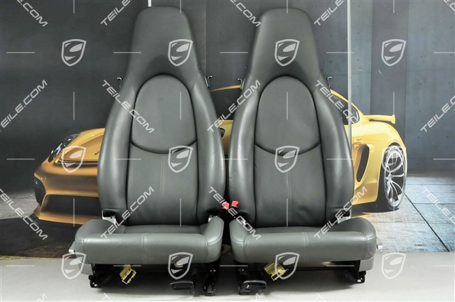 Seats, manual adjustable, heating, leather, Stone grey, set (L+R)