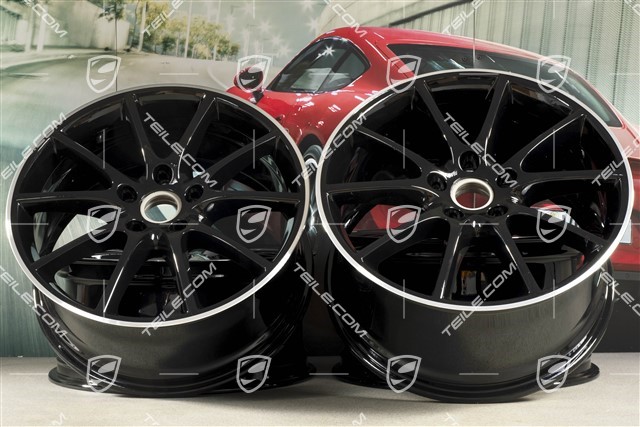 20-inch Cayenne Design wheel rim set, 10,5J x 20 ET64 + 9J x 20 ET50, Exclusiv, wheel star in black