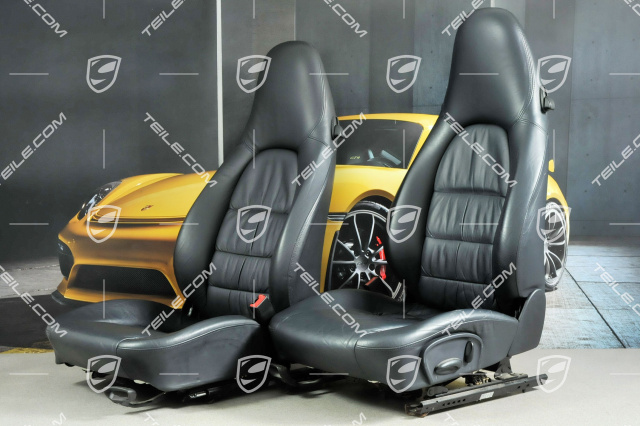 Seats, manual adjustable, leather, Metropole blue, Draped, set (L+R)