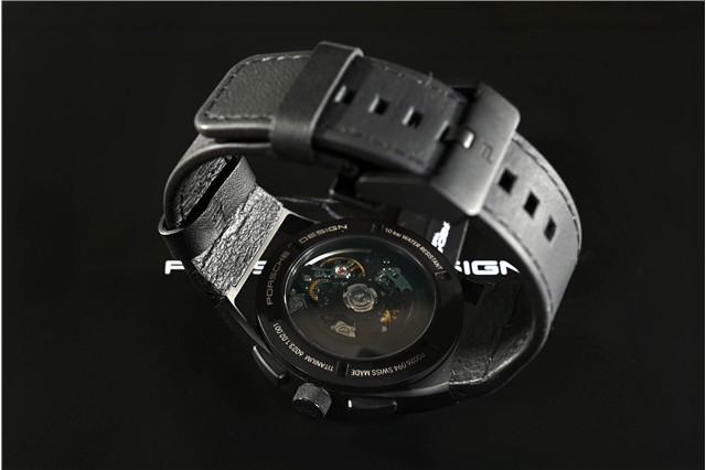 Porsche Design Sport Chrono Subsecond, kolekcja 1919, tytan + skóra samochodowa, średnica 42 mm, w kolorze czarnym