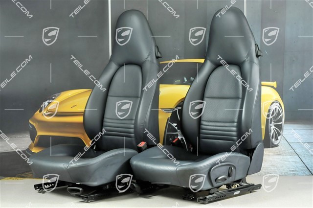 Seats, manual adjustable, leather, Metropole blue, set (L+R)