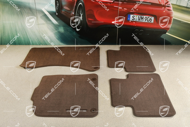 Floor mat, velour, set 4-part, Espresso