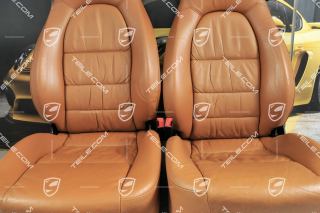 Seats, el adjustable, leather, Brown/Natural, Draped, set (L+R)