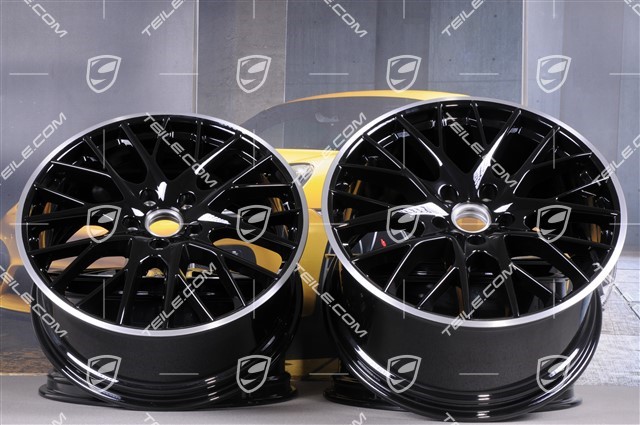21-inch Panamera Sport Design, wheel rim set, 9,5J x 21 ET71 + 11,5J x 21 ET69, black high gloss