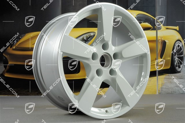 19-inch Cayman S wheel set, 8J x 19 x ET 57 + 9,5J x 19 x ET 45, rims spokes in white