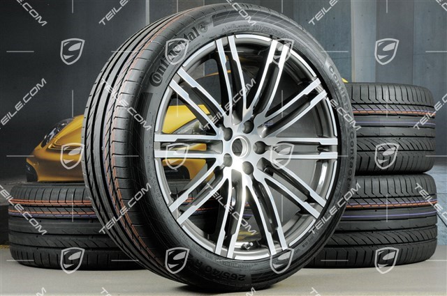 21-inch Turbo III summer wheels set, rims 9J x 21 ET26 + 10J x 21 ET19 + NEW Continental summer tyres 265/40 R 21 + 295/35 R 21, with TPMS