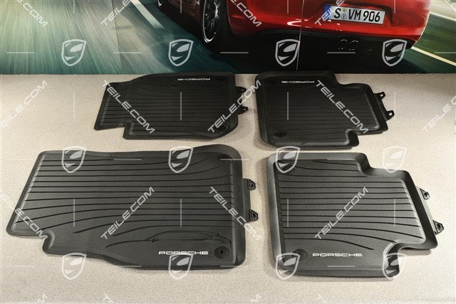 All-weather rubber floor mats, rubber, Black, RHD / new / Cayenne 9Y0 /  807-06 Floor mats rubber / 9Y0044801A 1E0 