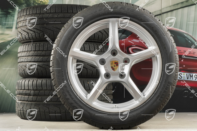 18" Boxster winter wheels set, rims 8J x 18 ET57 + 9,5J x 18 ET49, Pirelli Sottozero II winter tires, with TPMS