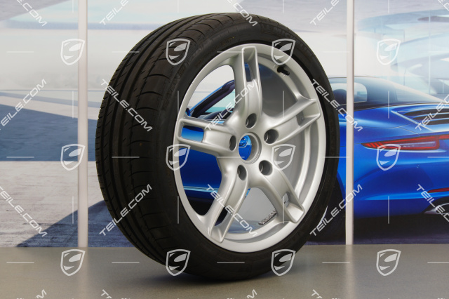 18" Sommerräder Satz Boxster S, Felgen 8J x 18 x ET 57 + 9J x 18 x ET 43 + Michelin PilotSport Sommerreifen 235/40 R18 + 265/40 R18