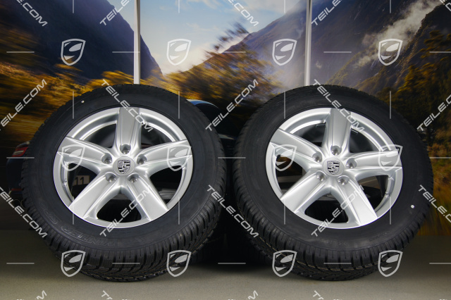 18-inch Cayenne S III winter wheel set, 4x wheels 8 J x 18 ET 53 + 4x Dunlop winter tyres 255/55 R 18 109V XL M+S, with TPMS