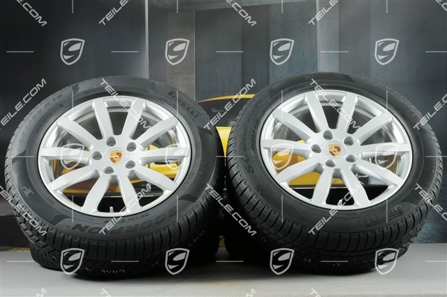 19" Cayenne S Winterräder Satz, Felgen 8,5J x 19 ET47 + 9,5J x 19 ET54 + Pirelli Winterreifen 255/55 R19 + 275/50 R19, mit RDK-Sensoren