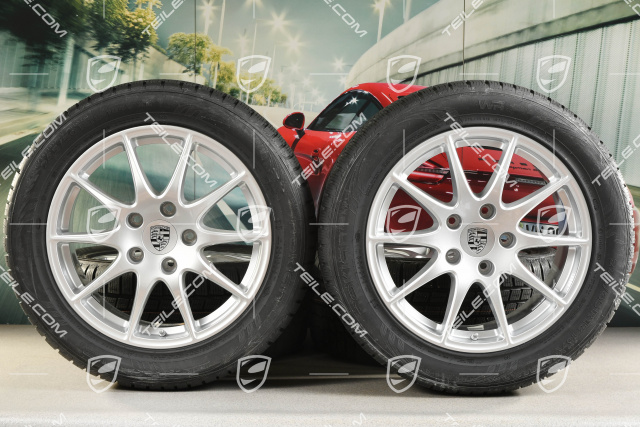 18-inch Panamera S winter wheel set, 8J x 18 ET 59 + 9J x 18 ET 53 + Nokian winter tyres 245/50 R18 + 275/45 R18, with TPMS