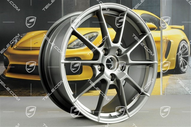 20-inch Boxster Spyder wheel rim set, rims 8,5J x 20 ET57 + 10,5J x 20 ET47, Platinum satin mat