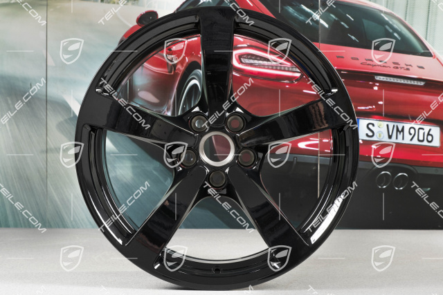 18-inch wheel rim set Macan, 8J x 18 ET21 + 9J x 18 ET21, black high gloss