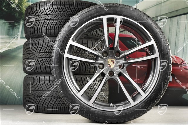 21-inch Cayenne Turbo winter wheel set, rims 9,5J x 21 ET46 + 11,0J x 21 ET58 + NEW Michelin winter tyres 275/40 R21 + 305/35 R21, with TPMS, Titanium