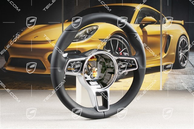 3-spoke steering wheel, multifunction, heated, black leather