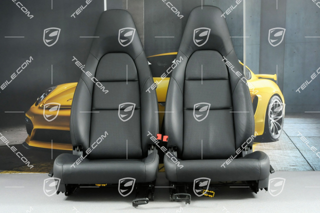 Seats, manual adjustment, heated, leather/leatherette, black, set (L+R)