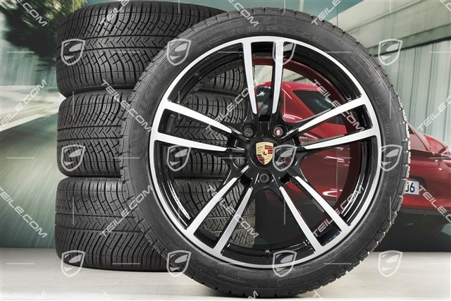 21-inch Cayenne Turbo winter wheel set, rims 9,5J x 21 ET46 + 11,0J x 21 ET58 + NEW Michelin winter tyres 275/40 R21 + 305/35 R21, with TPMS, black high gloss