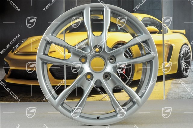 19" Komplet felg Boxster S III, 8J x 19 x ET 57 + 9,5J x 19 x ET 45, ramiona felg w kolorze rhodium silver metallic