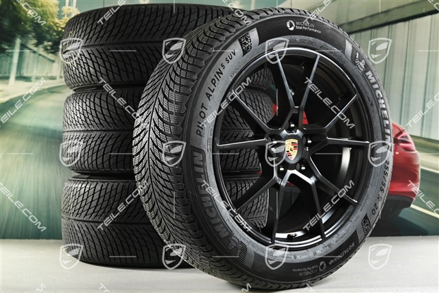 20-inch Cayenne S winter wheel set, rims 9J x 20 ET50 + 10,5J x 20 ET64 + NEW Michelin winter tyres 255/55 R20 + 295/45 R20, with TPMS, black satin matt